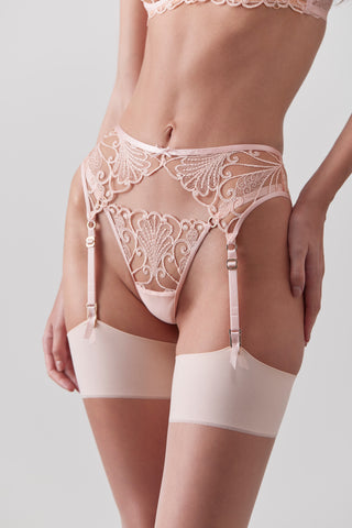 pink suspender with tights