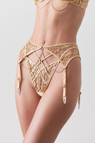 gold garter belt with gold chains
