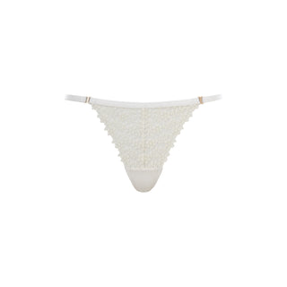White lace thong on a white background
