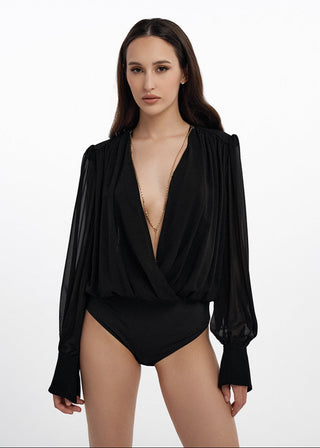 black blouse with accessories
